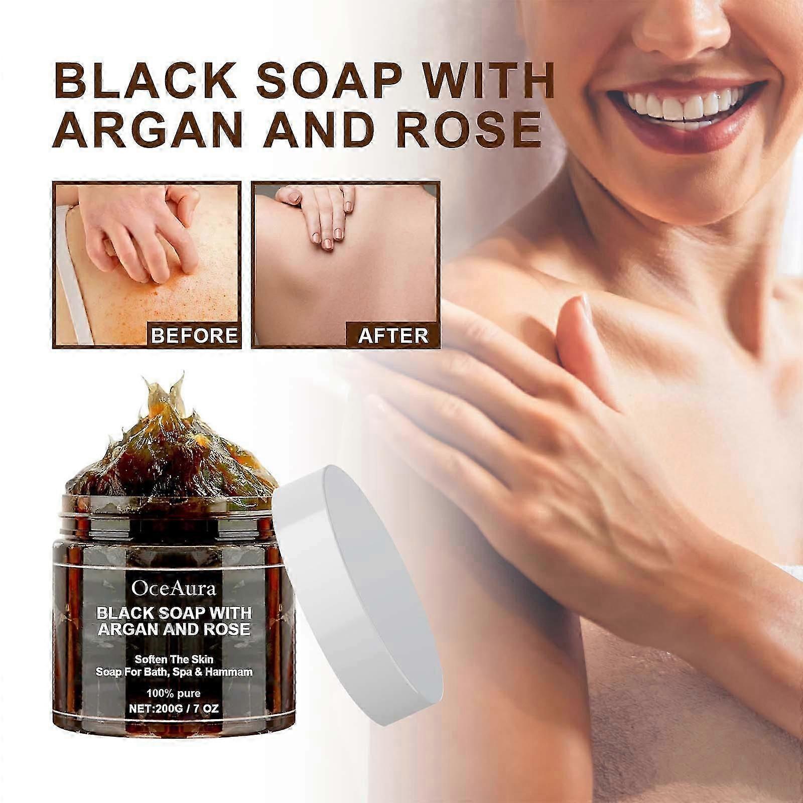 Bath Cleansing Soap, Black Soap With Argan And Rose