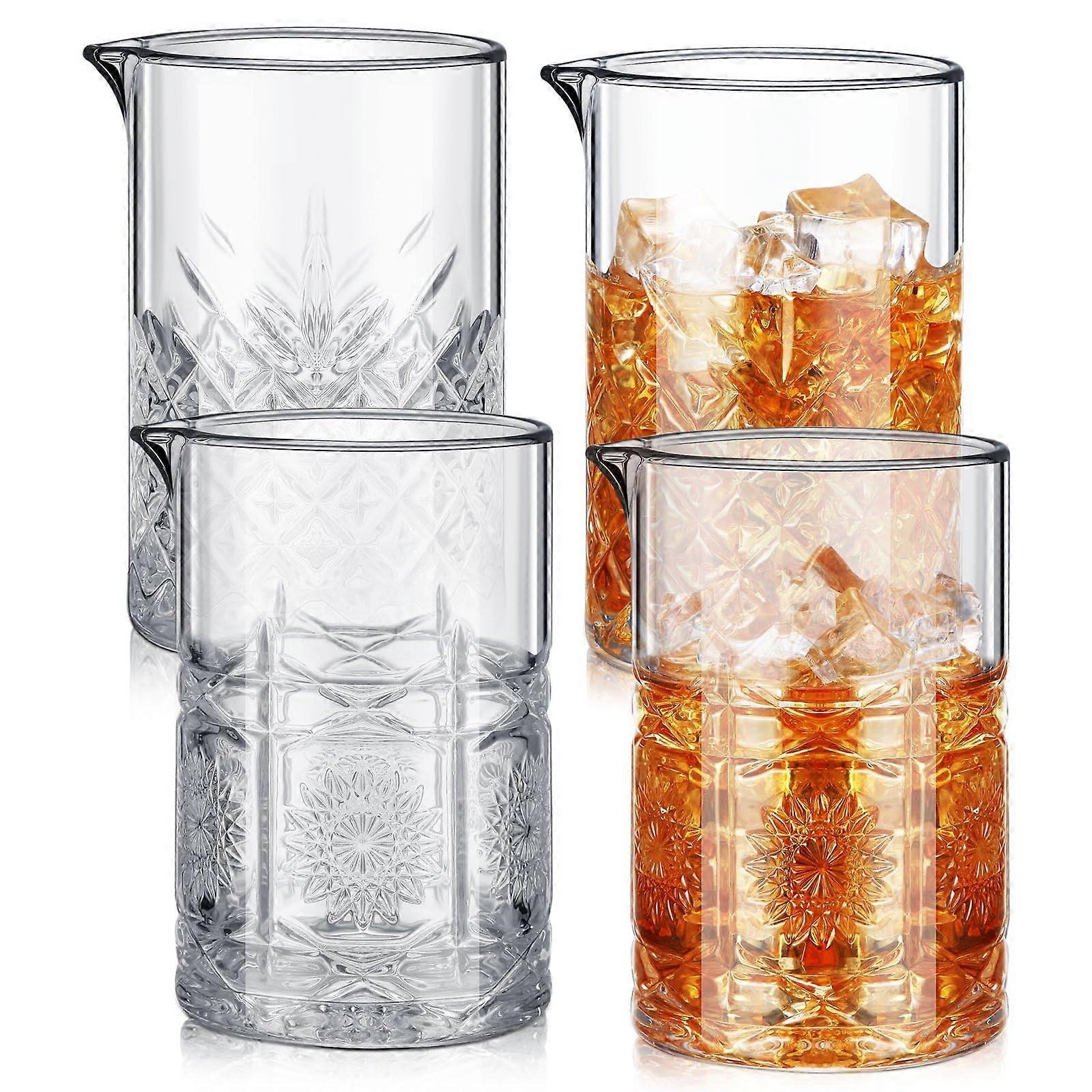 バーテンダー用4個厚底クリスタルカクテルミキシンググラス23.67オンス