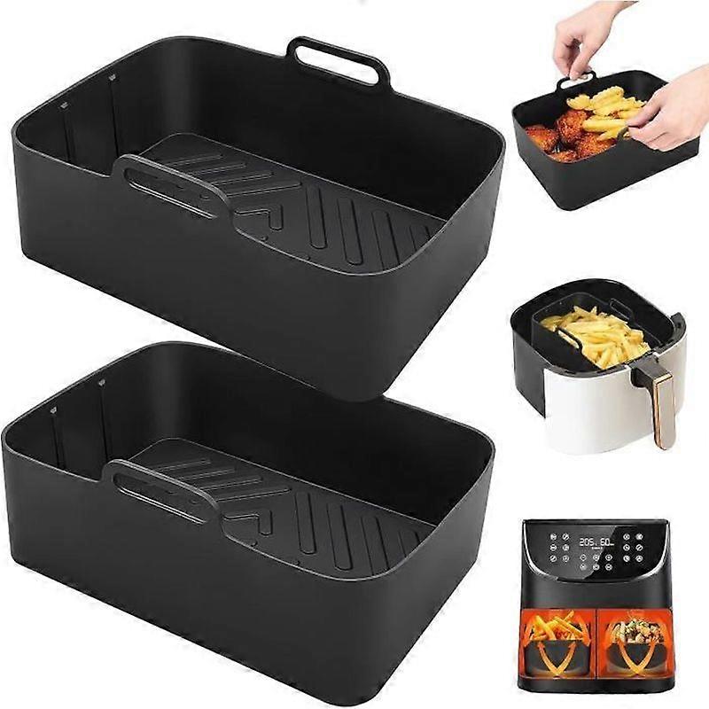 Silicone Air Fryer Mold Accessory 2 Pieces Reusable Air Fryer Liner Square Air Fryer Silicone Pot with Double HandleG515