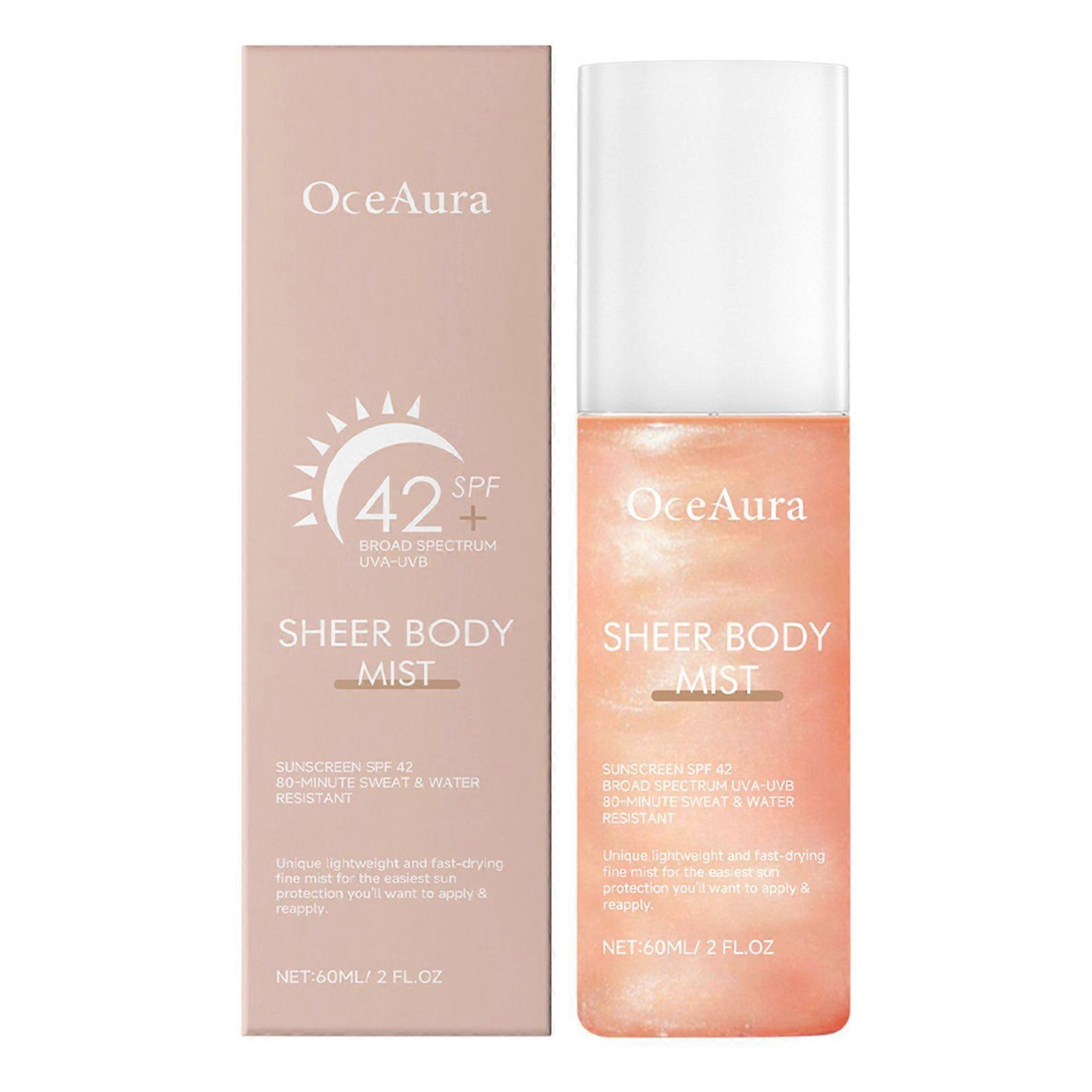 Sheer Body Mist spf42 Sunscreen Spray Infused with Shimmering Body Oil Broad-Spectrum Fast-Absorbing Moisturizer