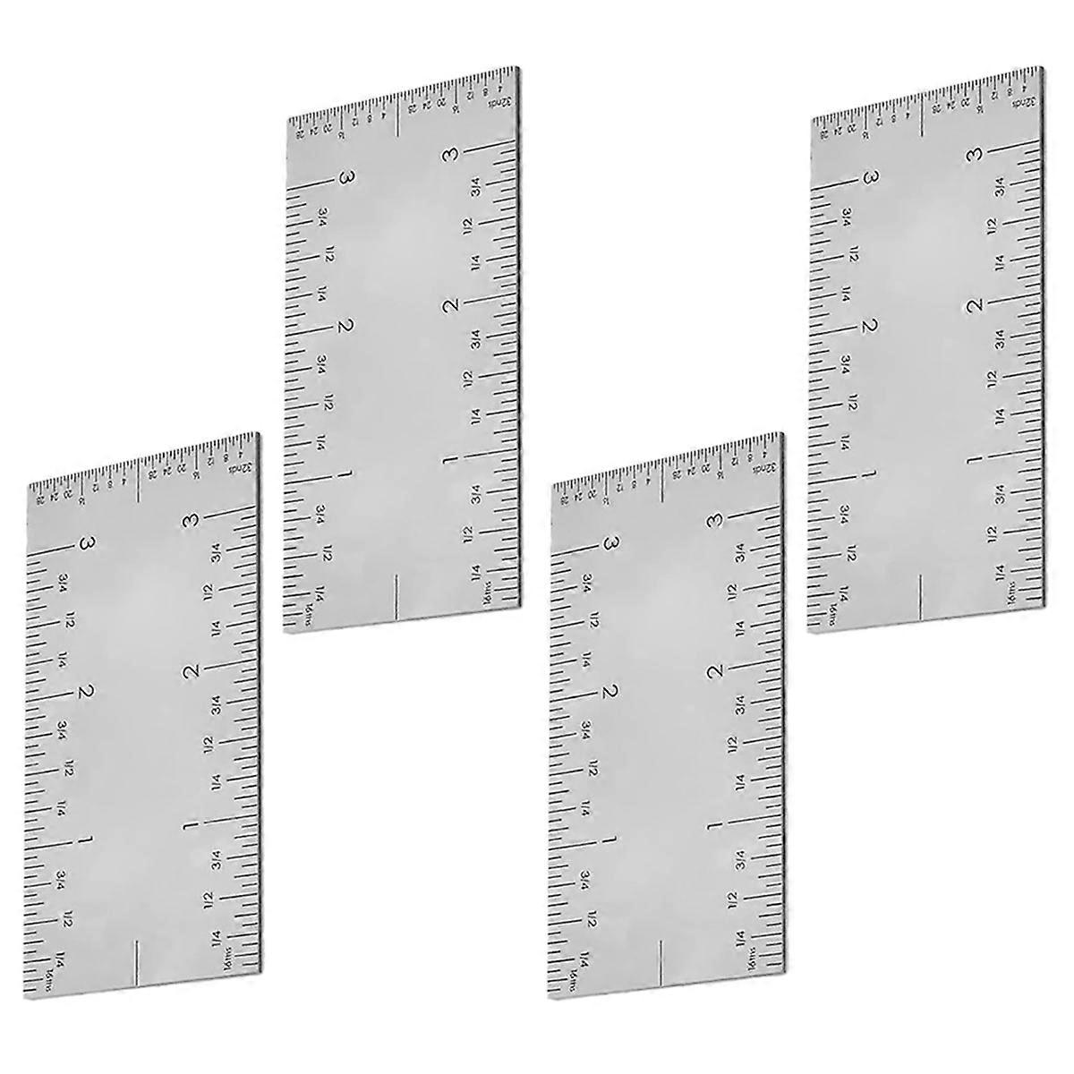Square Edge Ruler, Woodworker Edge Ruler Stainless Steel 4PCS