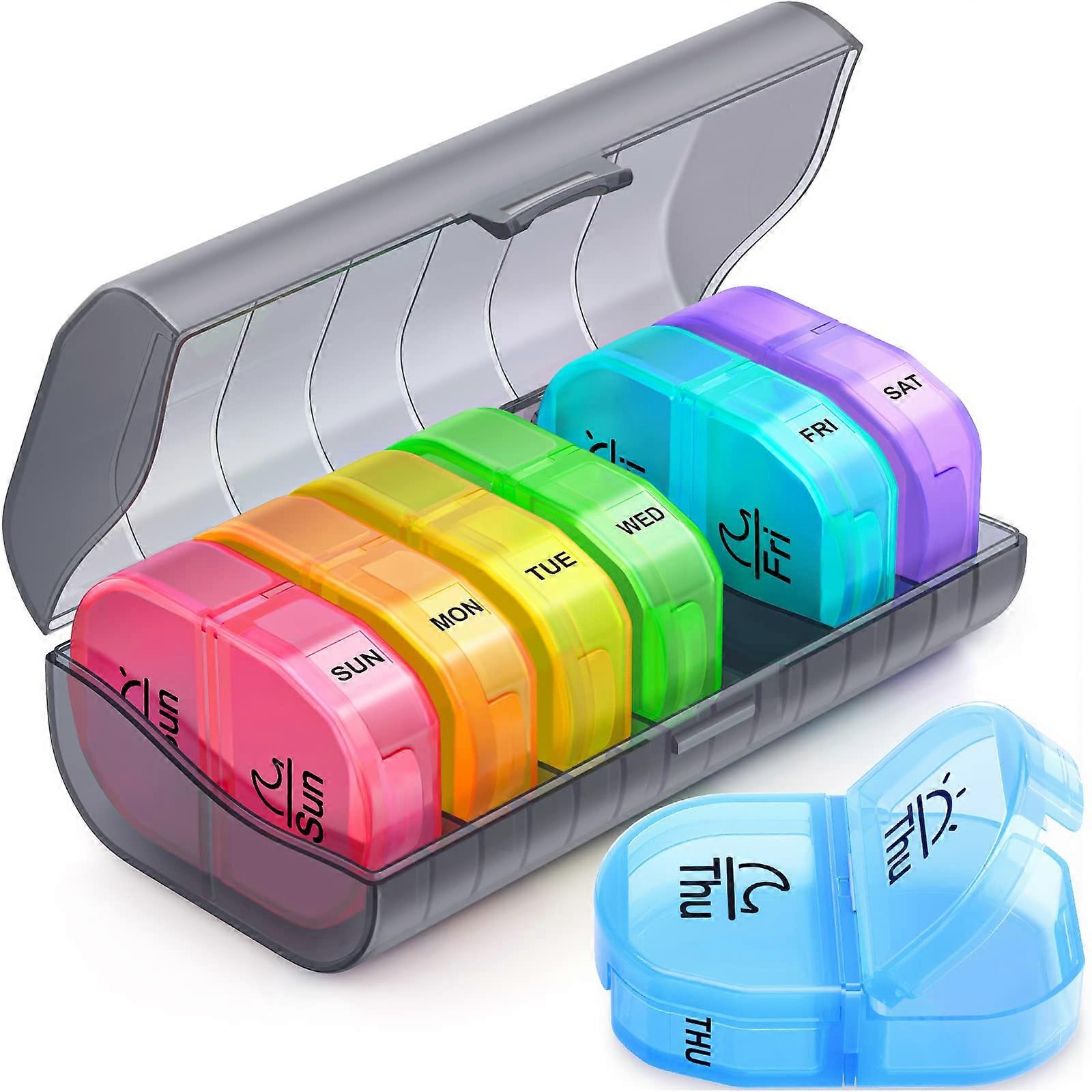 Weekly Pill Organizer 2 Times a Day, BPA-Free AM PM Pill Box with 7 Detachable Cases for Vitamins and Medications