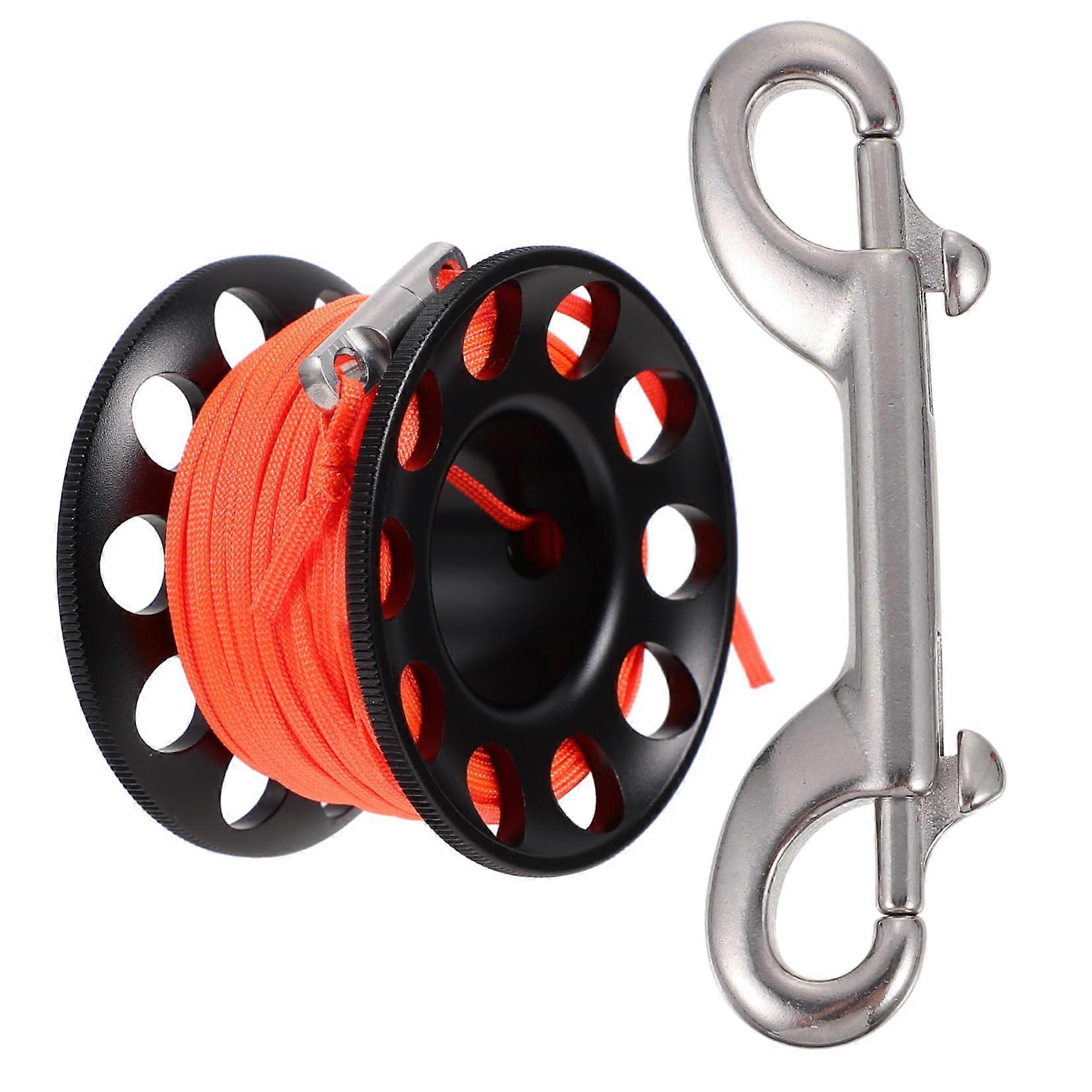 Scuba Diving Spool Reel 15m Black Aluminum Line Wheel Anti-Tangle Tool for Technical Diving and Underwater Use