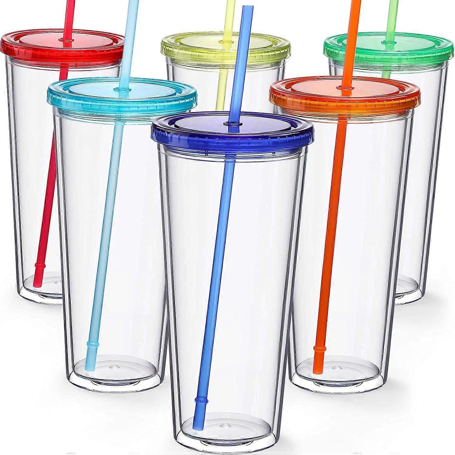 6 Colors Double Wall Clear Drinking Cups