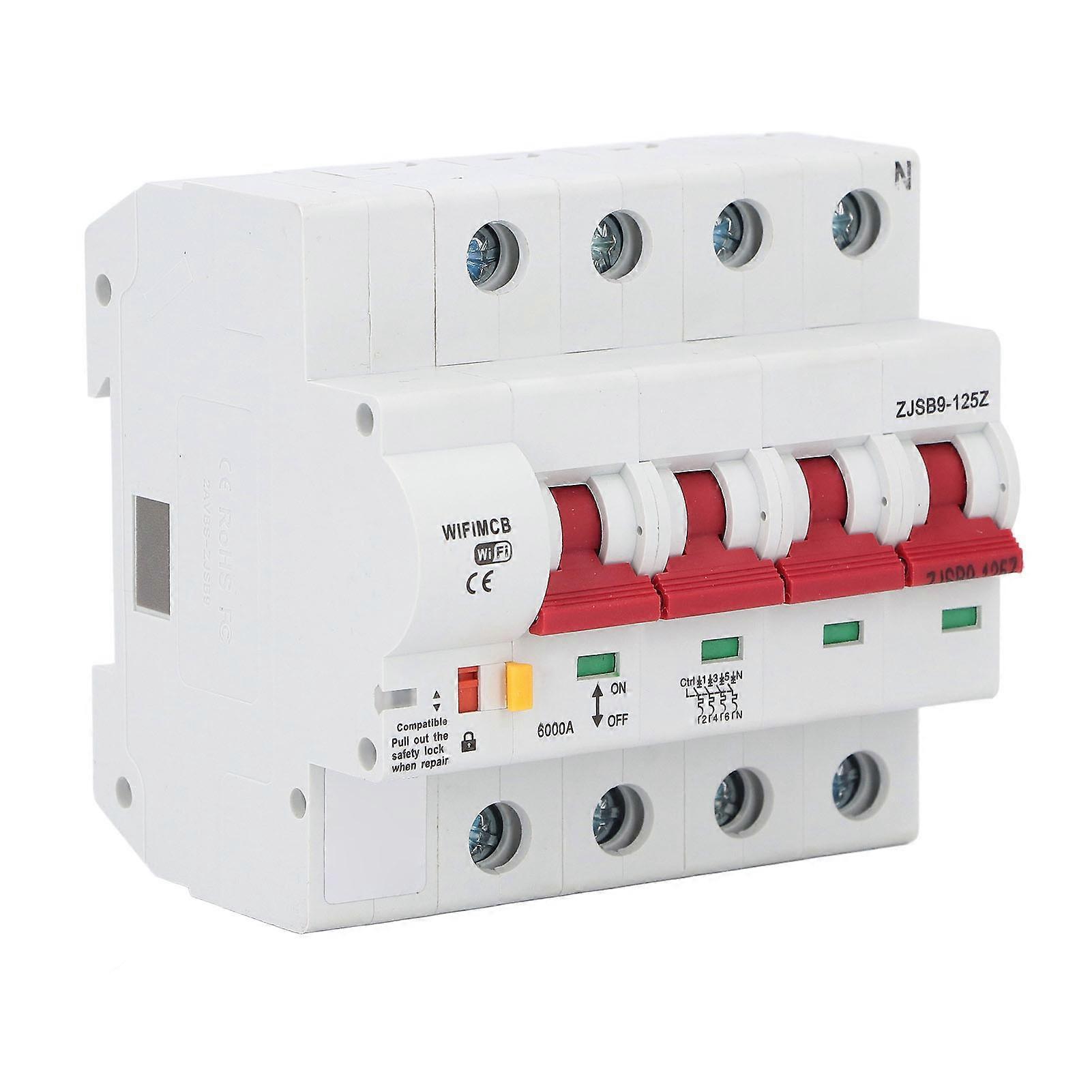 Smart WiFi Circuit Breaker Switch for Tuya APP Phone Bluetooth Remote Control Miniature 4P 80A