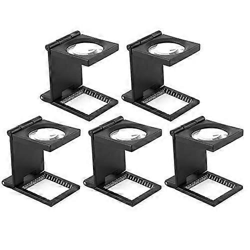 10X 28mm Mini Three-Folding Magnifying Glass, Zinc Alloy Magnifier with Scale for Textile Optical Jewelry Tools (5 Pack)