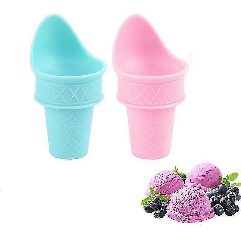 2pcs Ice Cream Cone Holder, Plastic Ice Cream Snow Cone Rack, Reusable Ice Cream Cone, Food Grade Ice Cream Plastic Cup Spoonscvvd