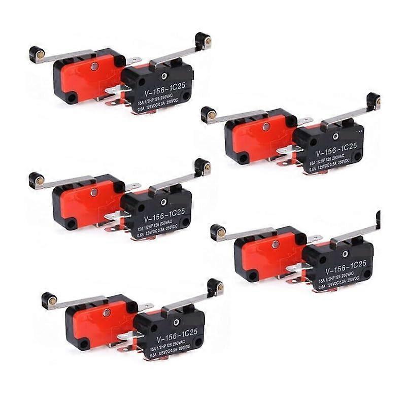 10PCS Microswitch Long Lever AC 250V 15A V1561C25 SPDT Roller Lever MicroSwitch