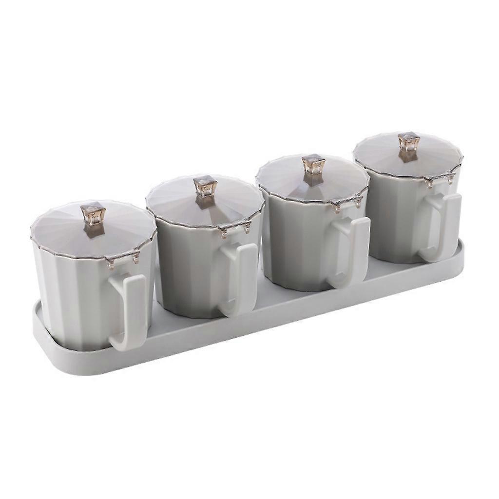 Spice Jars Condiment Sugar Salt Storage Container for Case Square and Diamond Shape Seasoning Jars with Spoons Gift for White