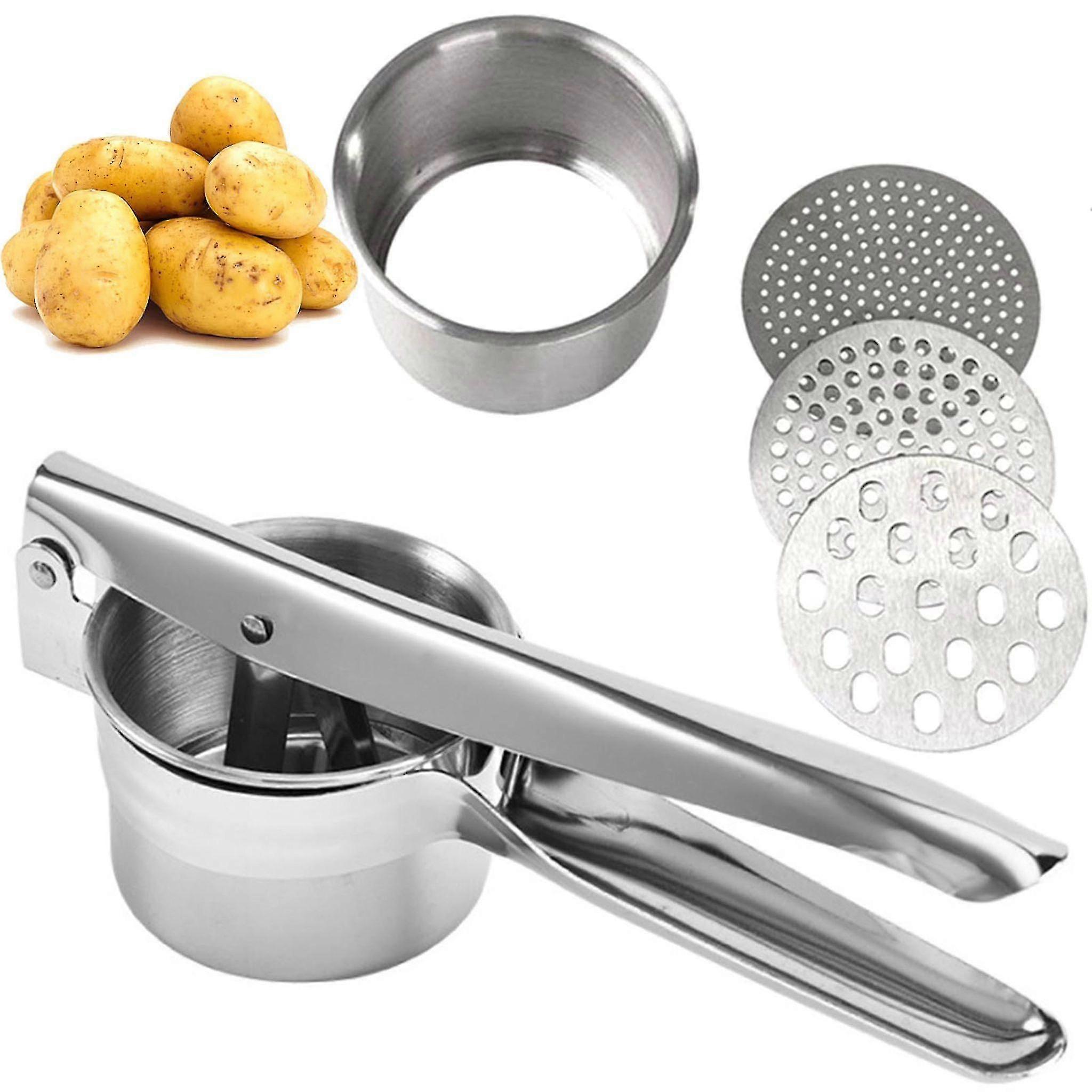 Stainless Steel Potato Ricer Spaetzle Press Spaghetti Ice Cream Press With 3 Hole Inserts-dwdz