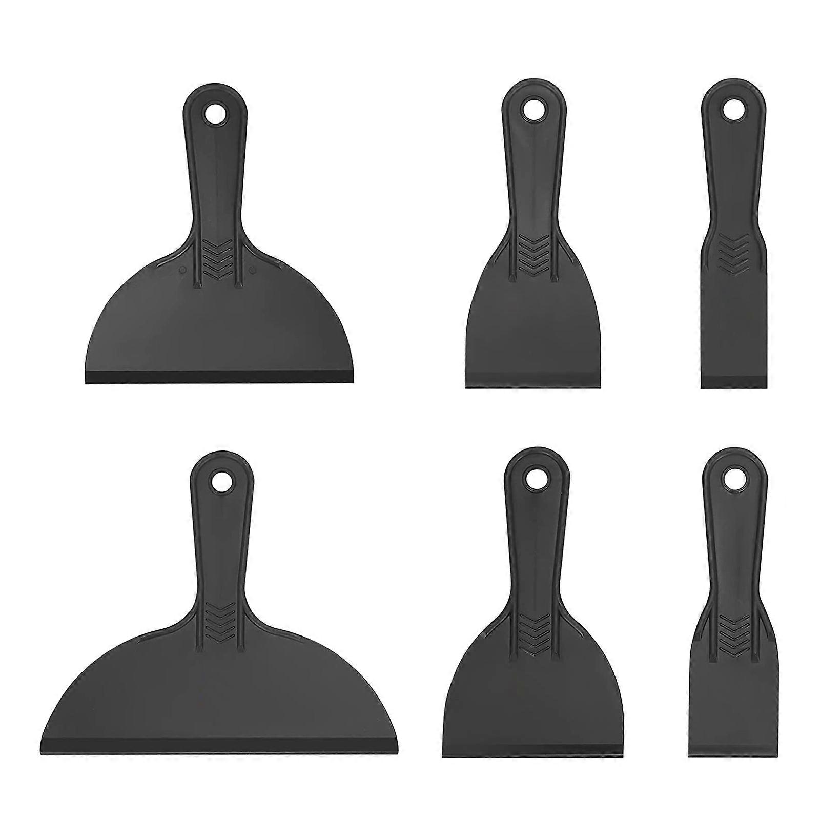6 Pack Plastic Putty Knife for Various Use Putty Knife Set Spackle Tool Set of 6 Plastic Paint Scrapers