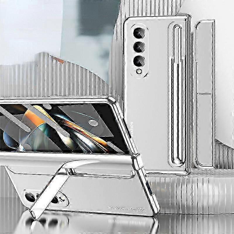 Z Fold 5 Case With Screen Protector, Case Compatible Samsung Galaxy Z Fold 5 With Pen Slot & Kickstand & Capacitive Pen-Silver