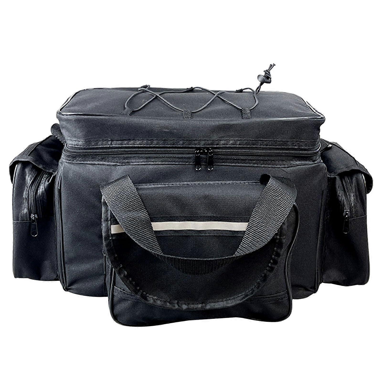 Oxfords Cloth Fishing Tackle Bag Multipocket Storage Pouch for Convenience Fishing Gear - Black Color, Durable Design