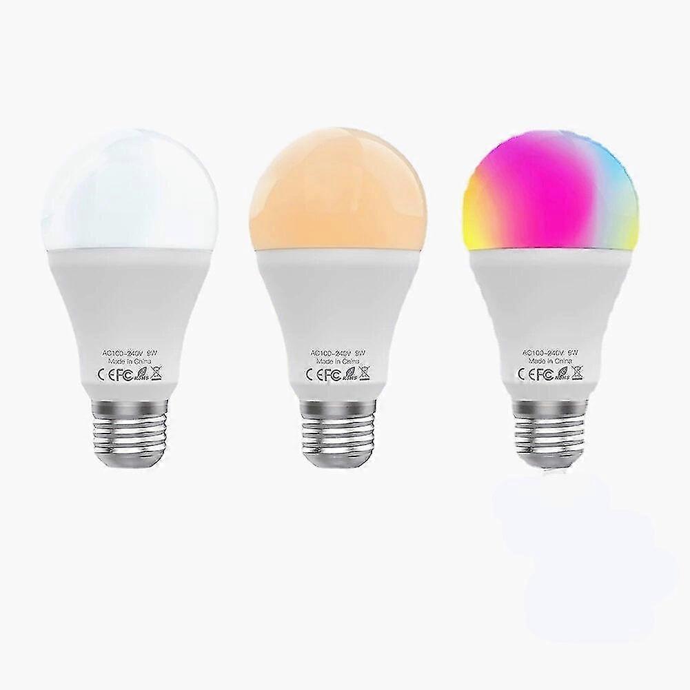Smart Wifi LED Bulb 9w E27 RGB with Dimmable Features, Compatible with Tuya Smart Life App, Works with Voice Assistants like Alexa and Googl