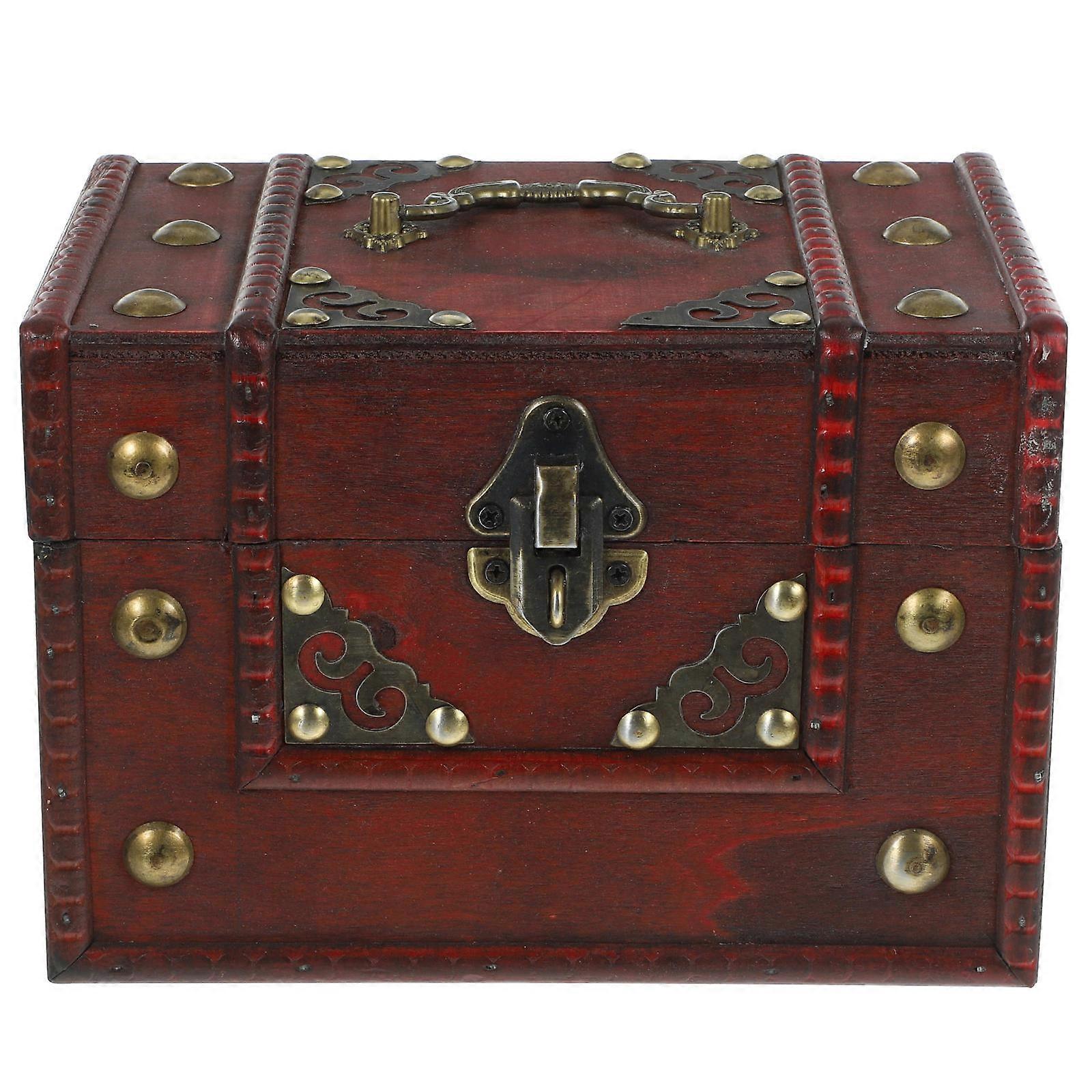 Coffre à souvenirs en bois de style antique avec couvercle pour le rangement des bijoux - Bagues, colliers, bracelets, boucles d’oreilles, montres boîte de rangement de bibelot