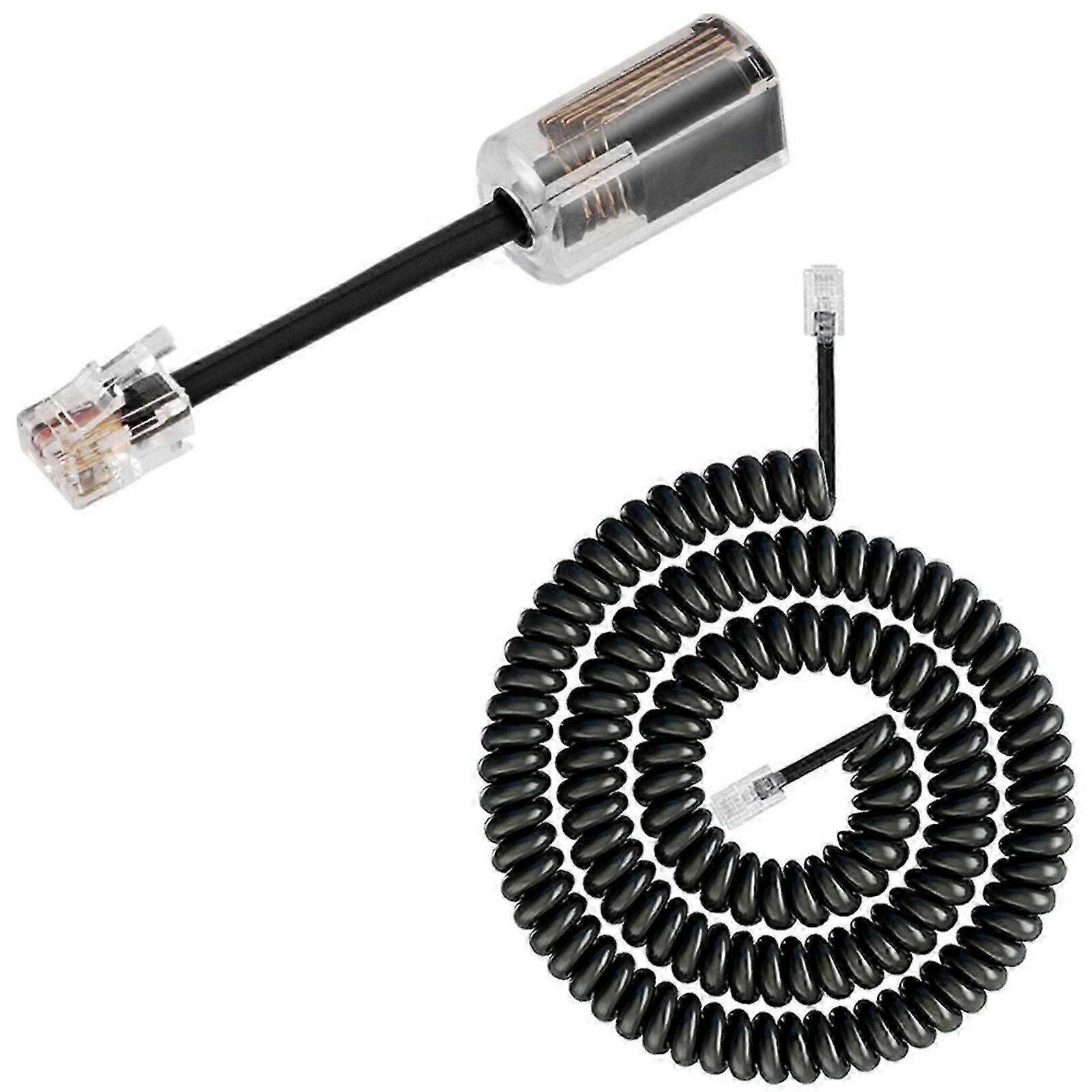 1 Set RJ9 Phone Cord Detangler - 360° Rotating Swivel Telephone Handset Cord for Desk Phone (White)
