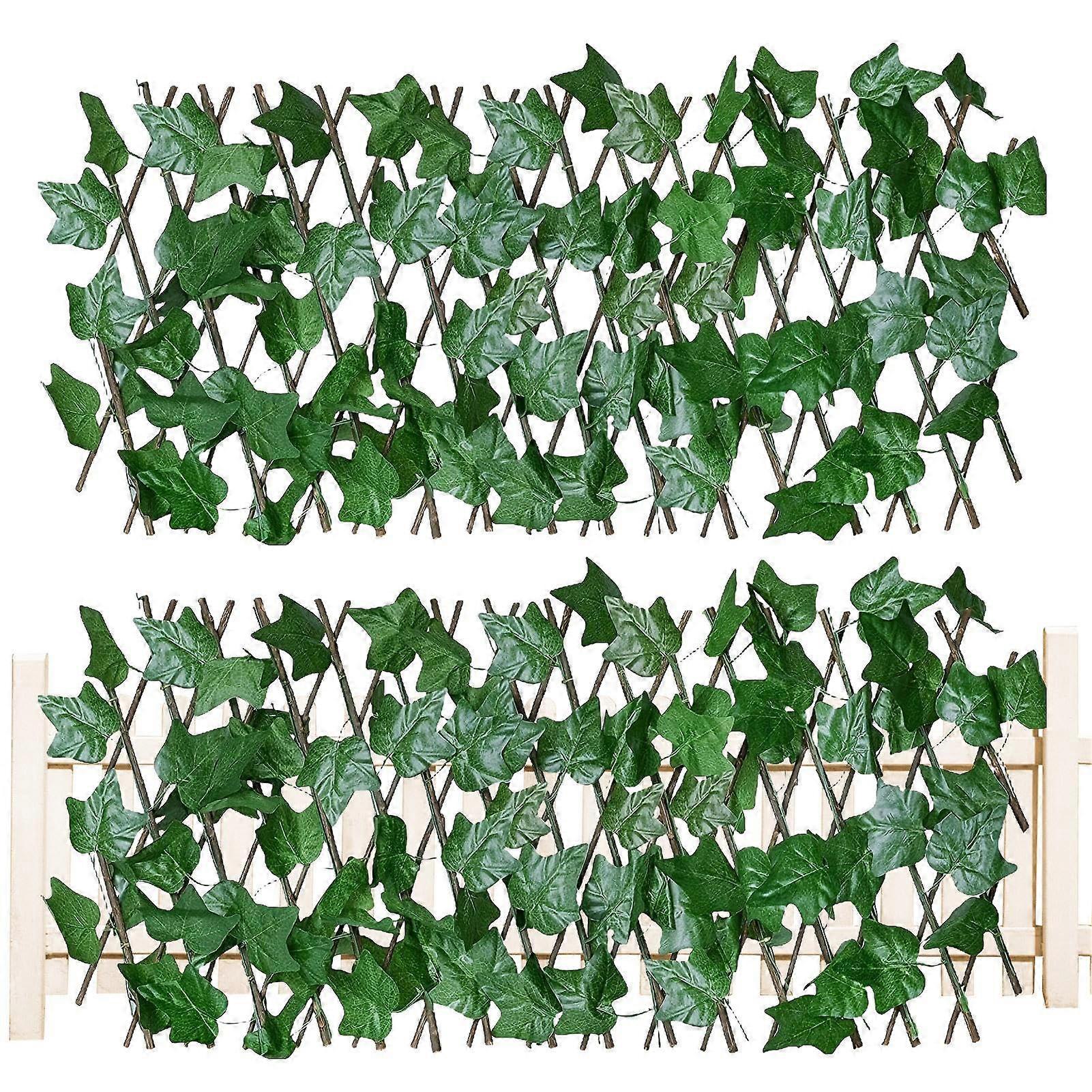 Artificial Ivy Privacy Fence, Expandable And Adjustable Hedge Fence For Garden, PE Ivy, Weatherproof, Green