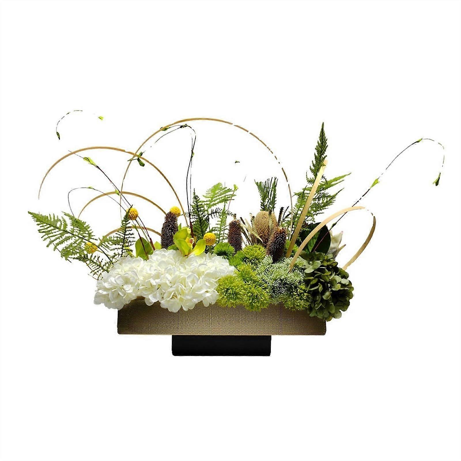 Artificial Flower Bouquet Simulation Dried-Look Metal Florist Tabletop Arrangement For Hotel Lobby Decor In Pot