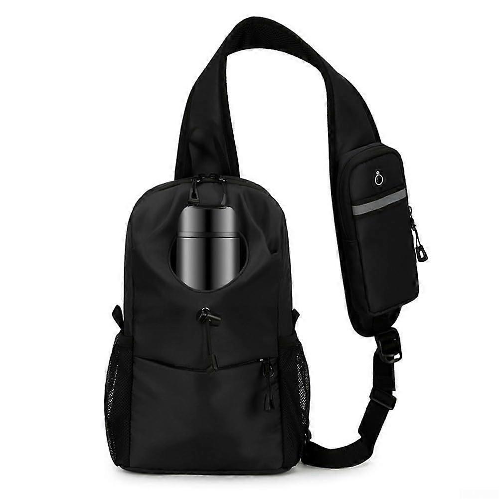 Stylish crossbody bag for adventure, large capacity and reflective design for travel, Black