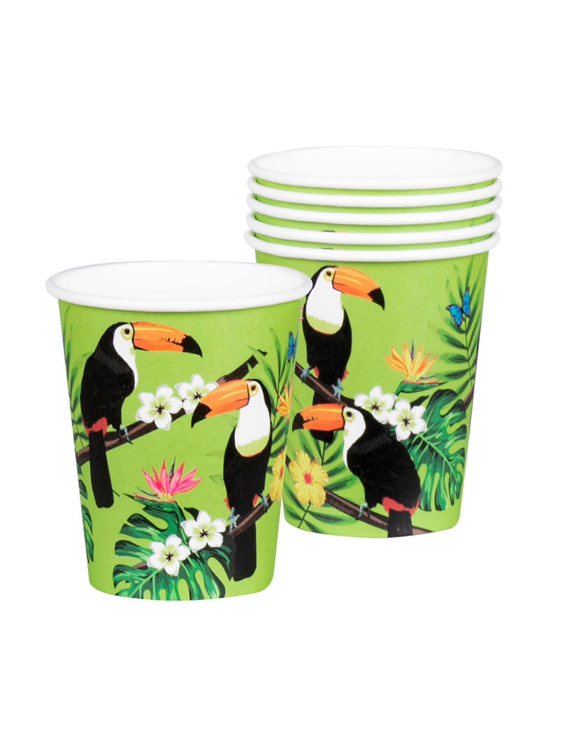 10 Green Toucan Paper Cups 21 cl