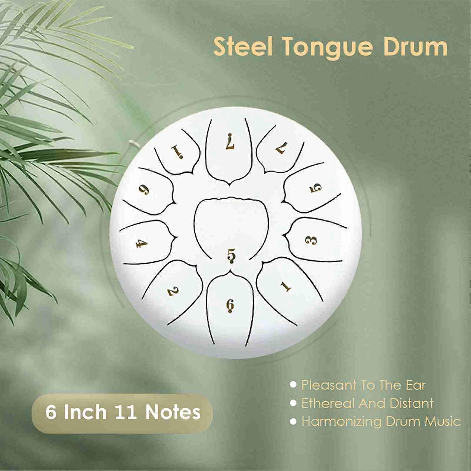 6 Inch Steel Tongue Drum 11 Notes Handpan Drum with Drum Mallet Finger Picks Percussion for Meditation Yoga