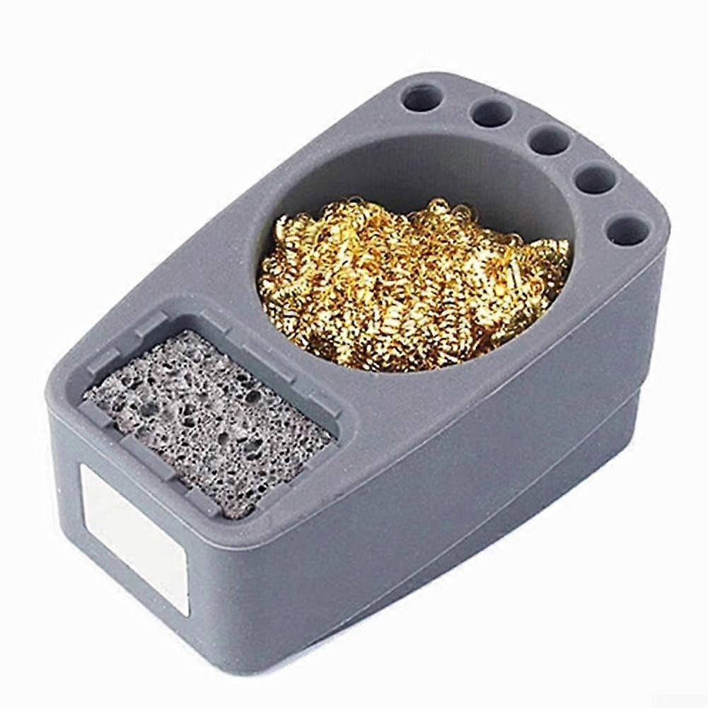 Silicon throttle box holder for soldering tip cleaning with copper wire ball and wet sponge tool (D)