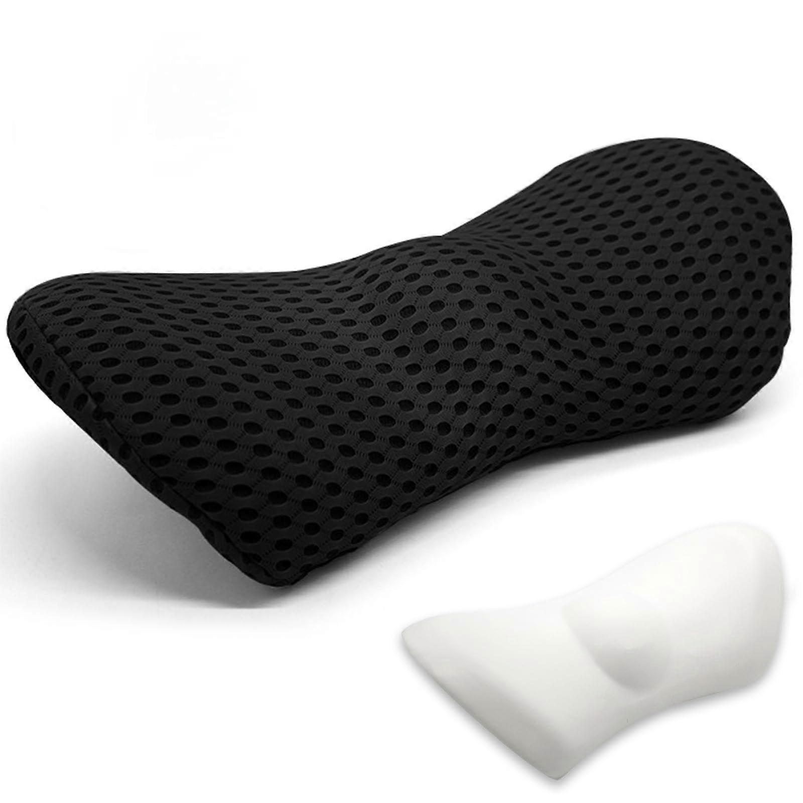Lumbar Cushion Backrest, Office Chair and Car Support, Adjustable Back Cushion (Black)