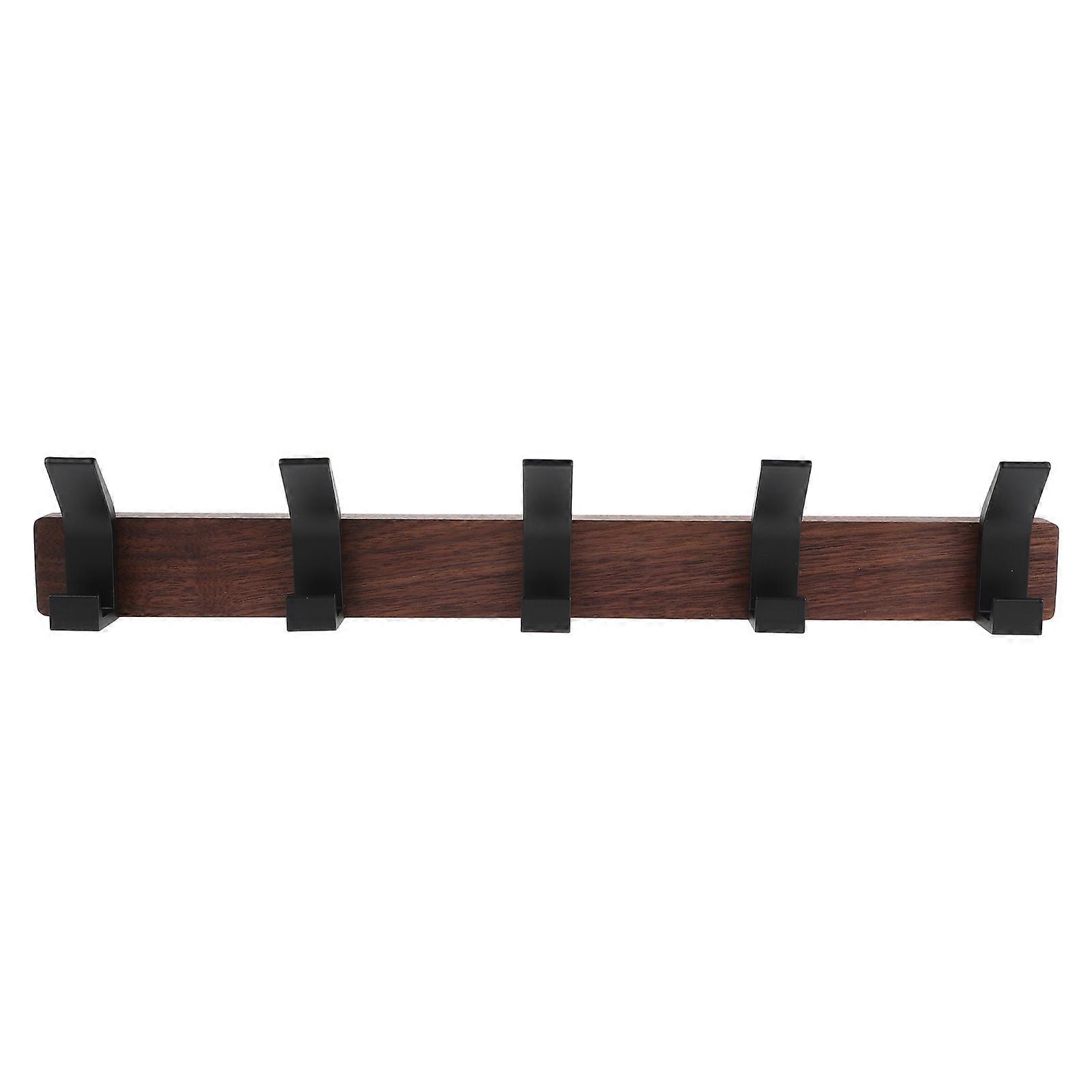 Wall Mounted Coat Hooks with Solid Wood Hangers, No Drill Installation, Rounded Edges for Garment Protection, Versatile Design for Hats and Bags