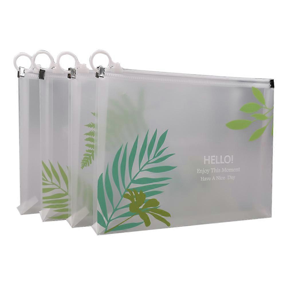 Portable File Folder Organizer Clear Zipper Pencil Case Rectangular Shape Waterproof PP Material 4Pcs