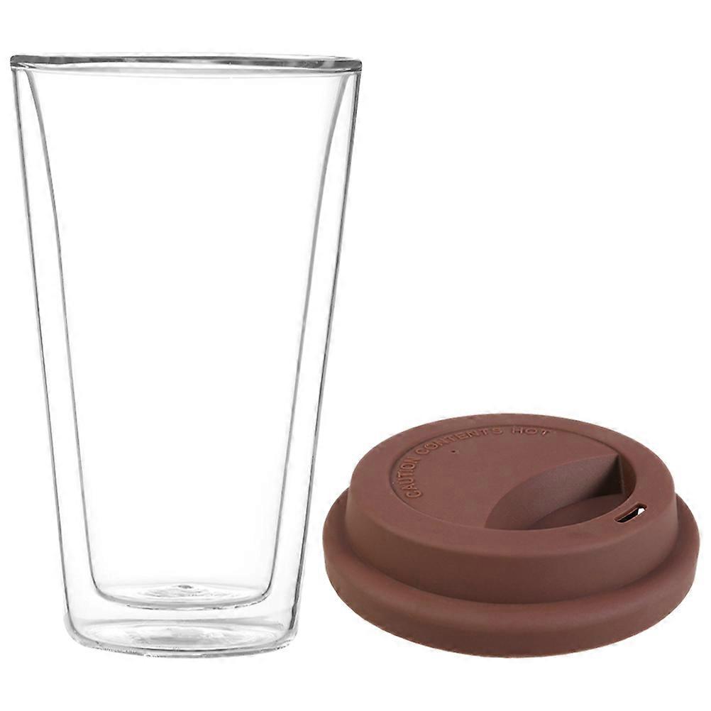 Coffee Cup With Lid For Office Use Insulation High Borosilicate Glass 350ml 1Pcs