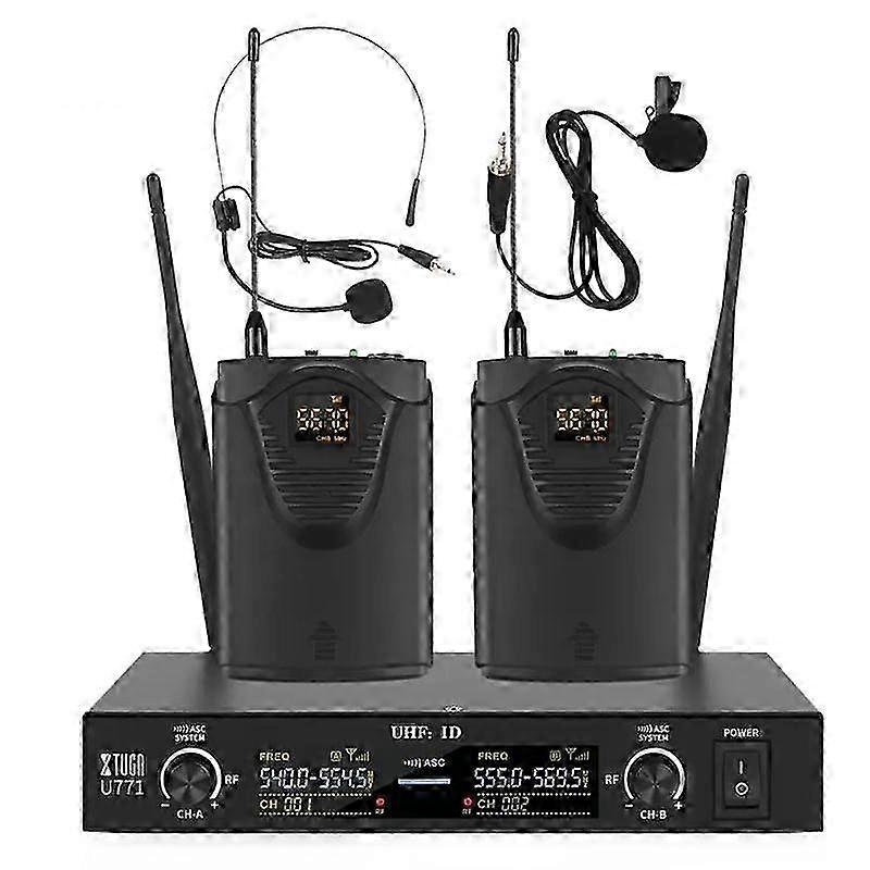 (2 Bodypacks + Host) Xtuga U-771 Uhf Lapel Two Way Radio Wireless Microphone