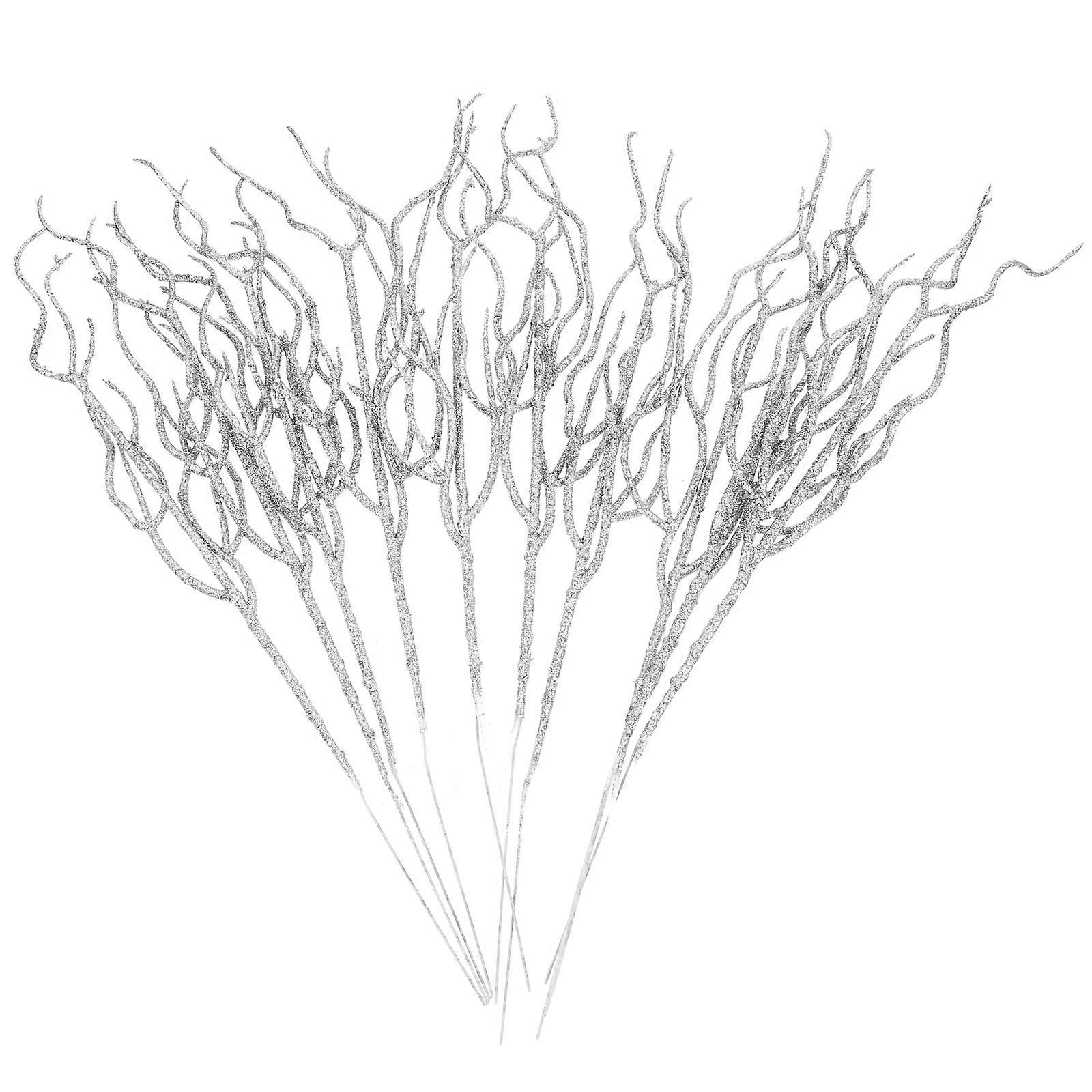 Artificial Christmas Plants DIY Accessories Silver Sprigs 10Pcs For