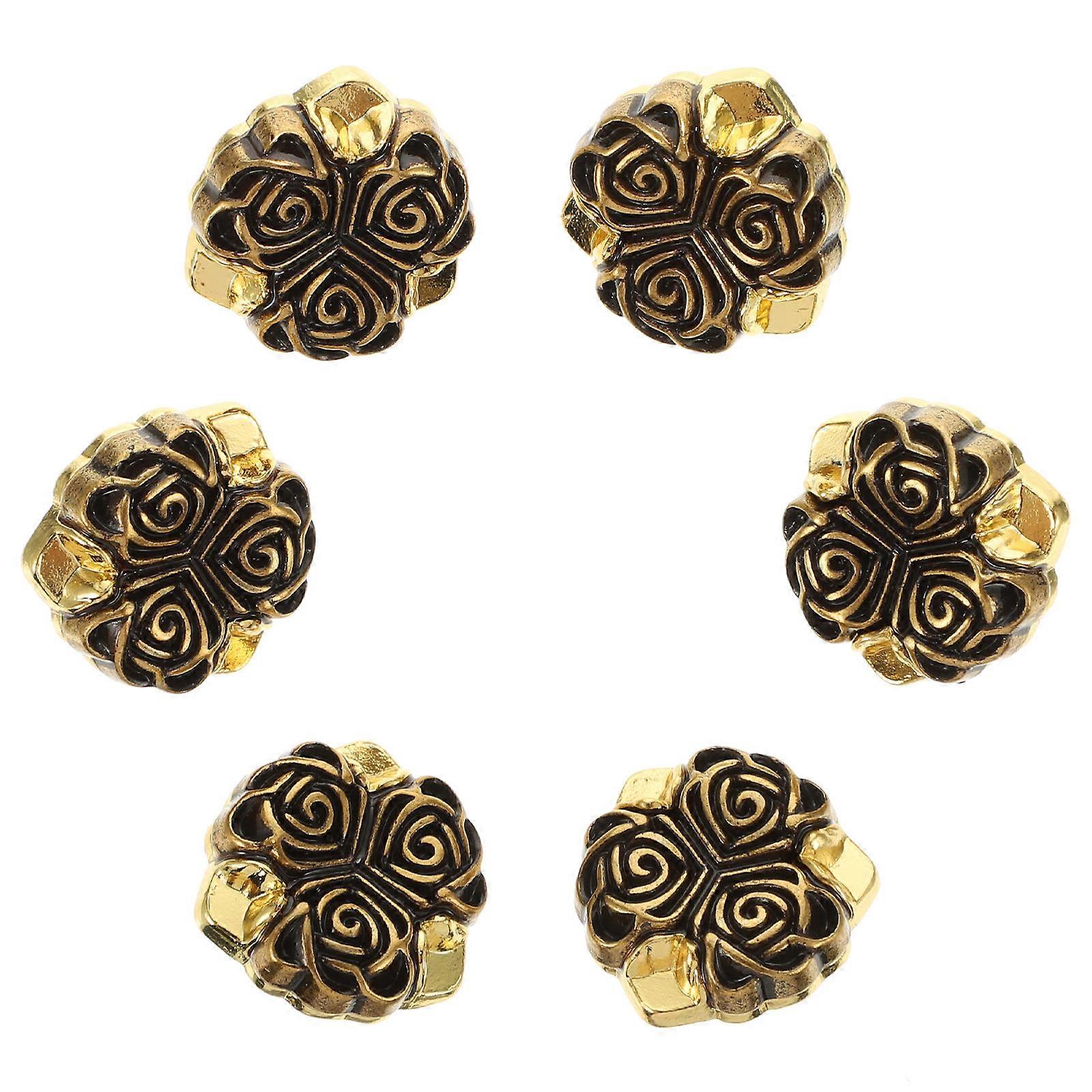 DIY Buttons for Sweater 6Pcs Coffee Alloy Buttons with Chic Design for Decoration Use