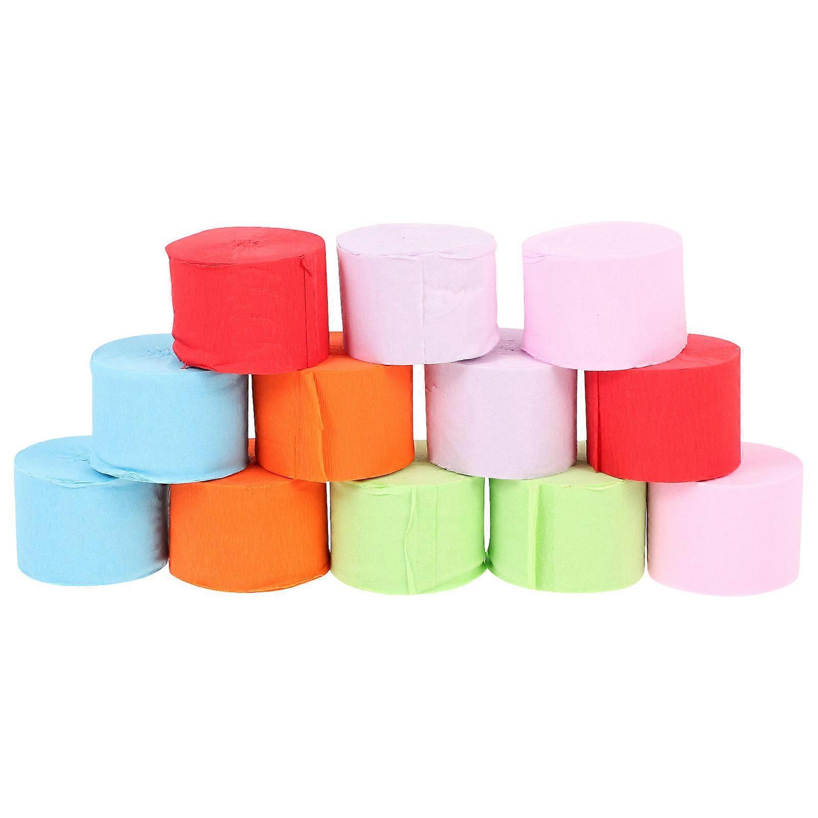 Birthday Streamers Party Decorations Crepe Paper Rolls Holiday Decoration Assorted Color 2500X4.5CM Non Damaging to Furniture 12 Rolls