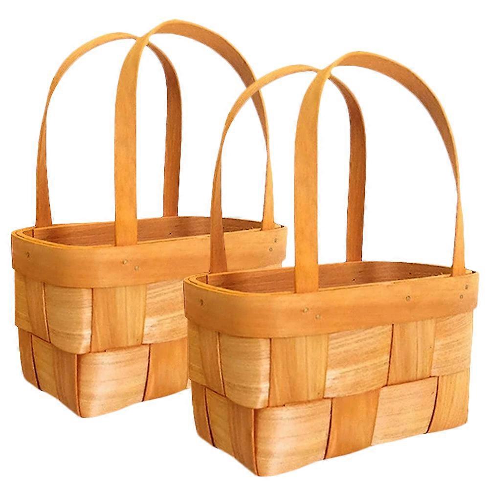 Blumenmädchenkorb, 2er-Set, gewebter Korb mit Henkel, geeignet für Ostern und Partys im Landhausstil.