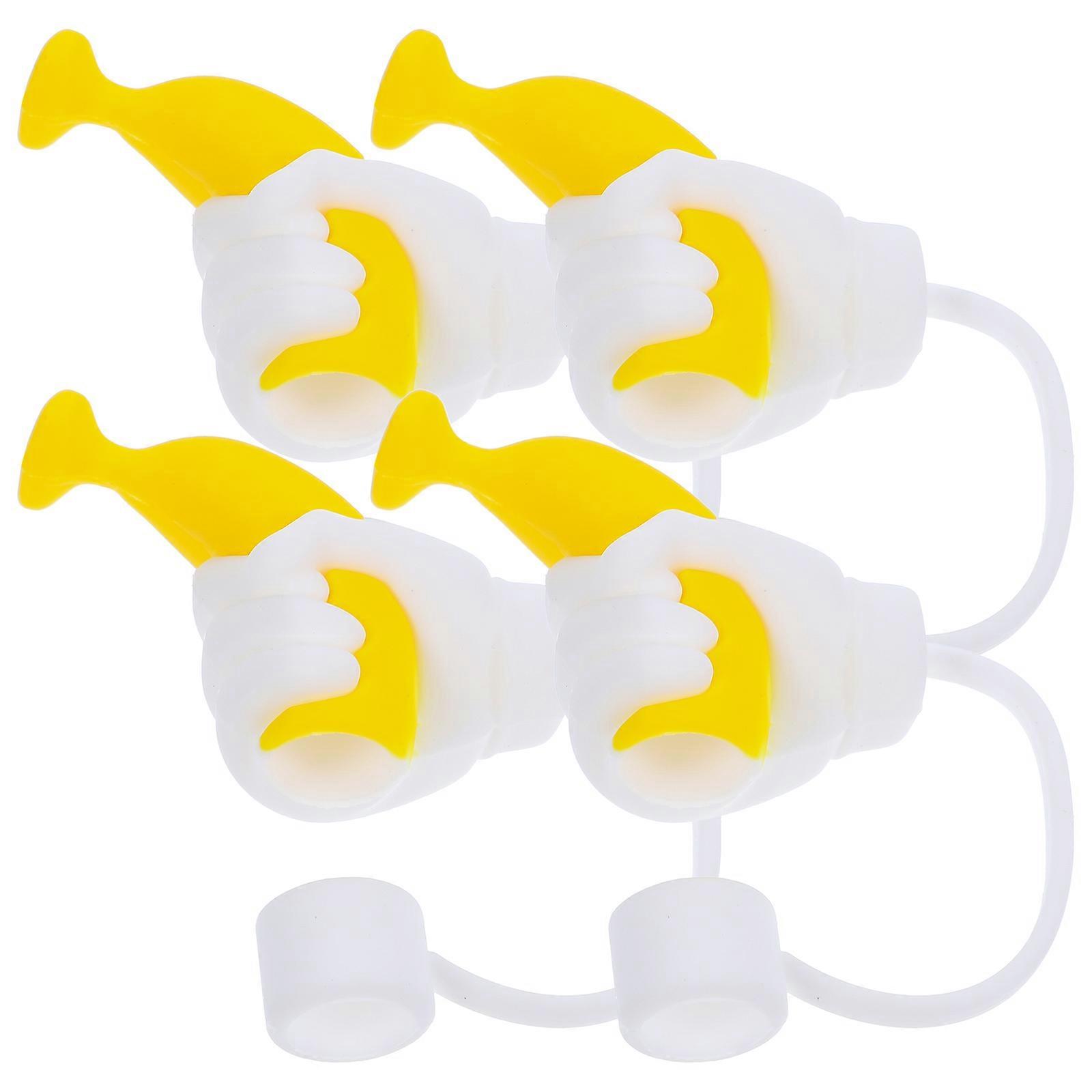 Cartoon Silicone Straw Cap Dust Prevention For Straws Home Use 4Pcs