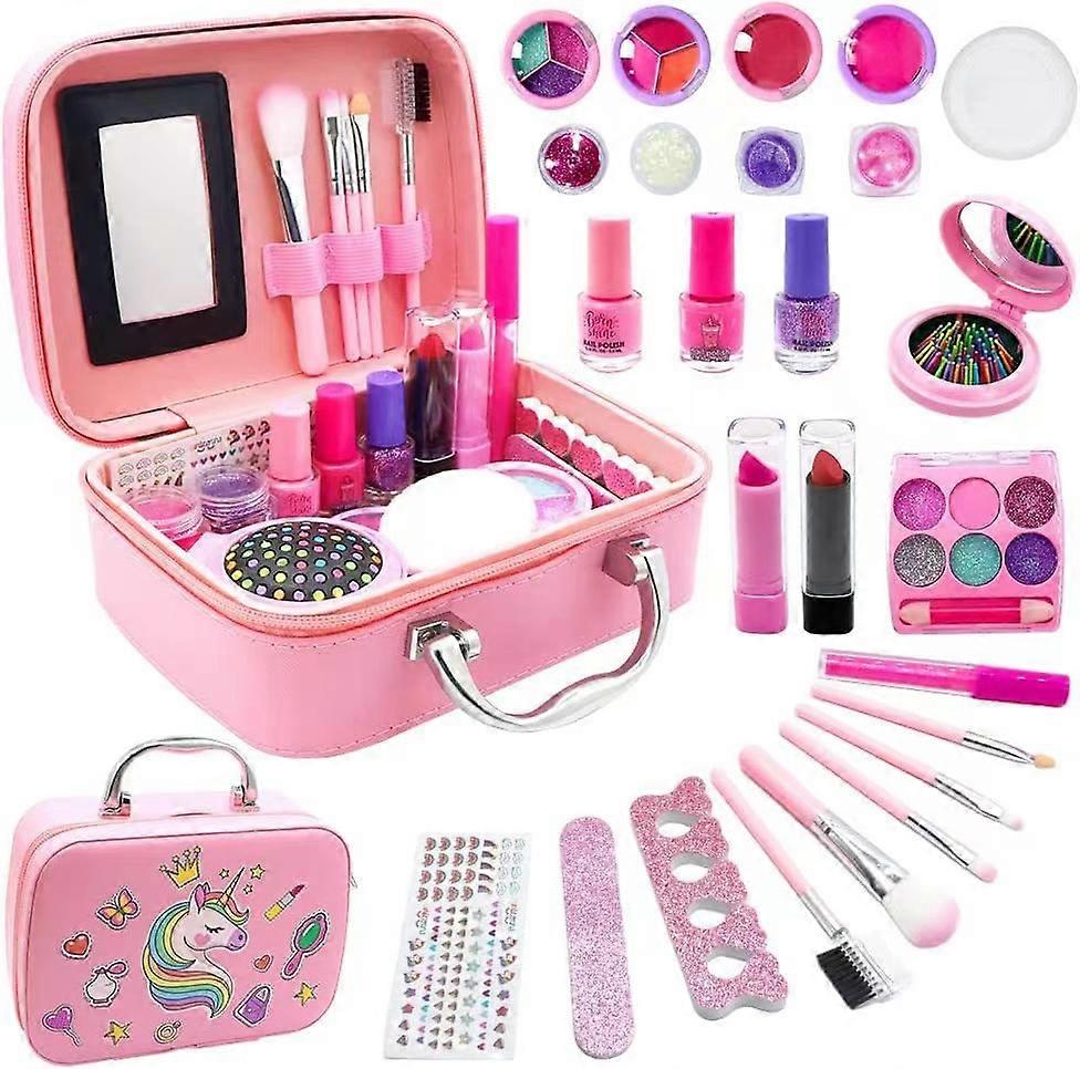 طقم مكياج أطفال يونيكورن حقيبة يد ومجموعة مستحضرات تجميل منزلية BX2605B 1 مجموعة