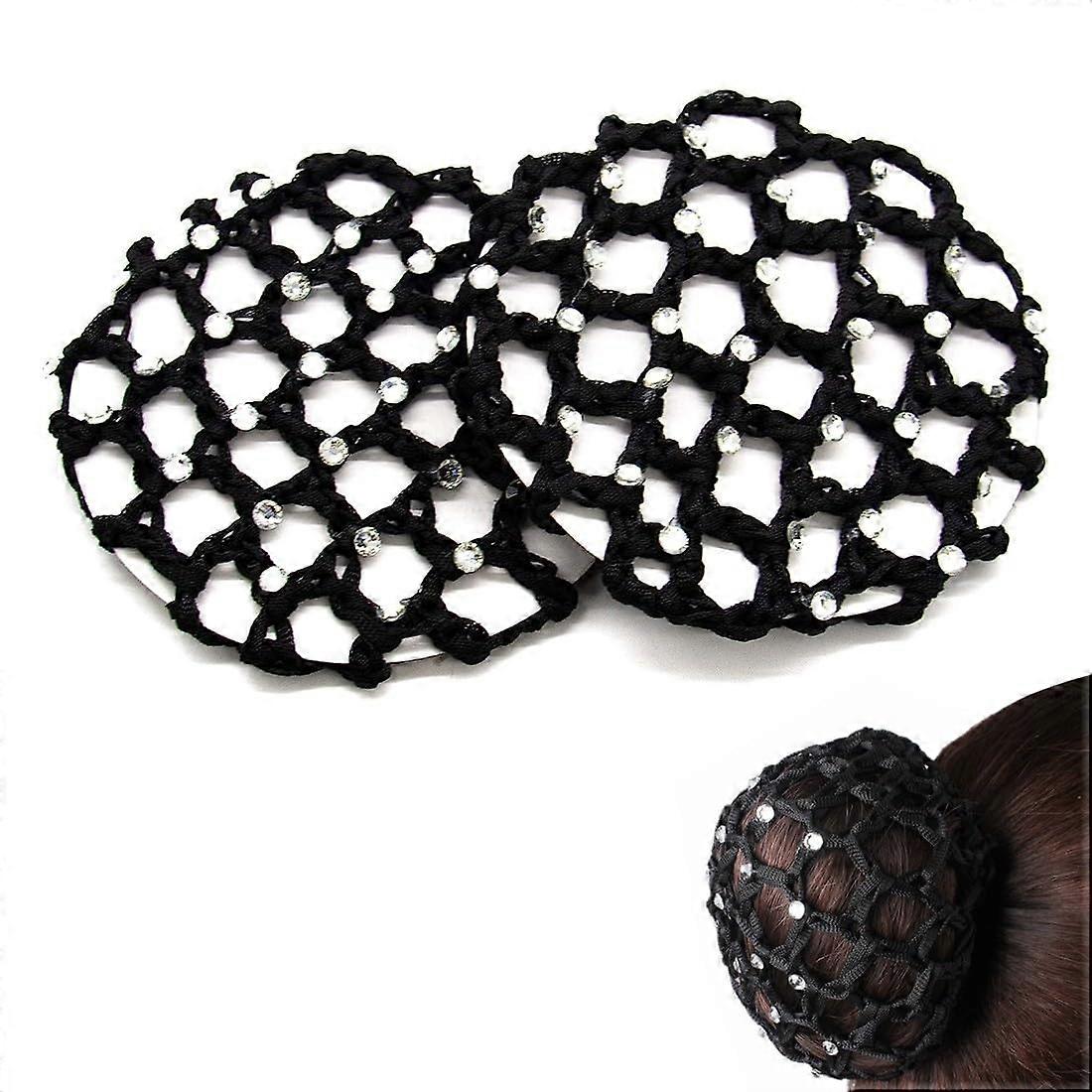 Pack of 2 Bun Net Hair Net Bun Hairstyle Aid Fabric Knot Net for Gymnastics Rhythmic Sports Gymnastics Ballet Riding Figure Skating Dance Knot Net