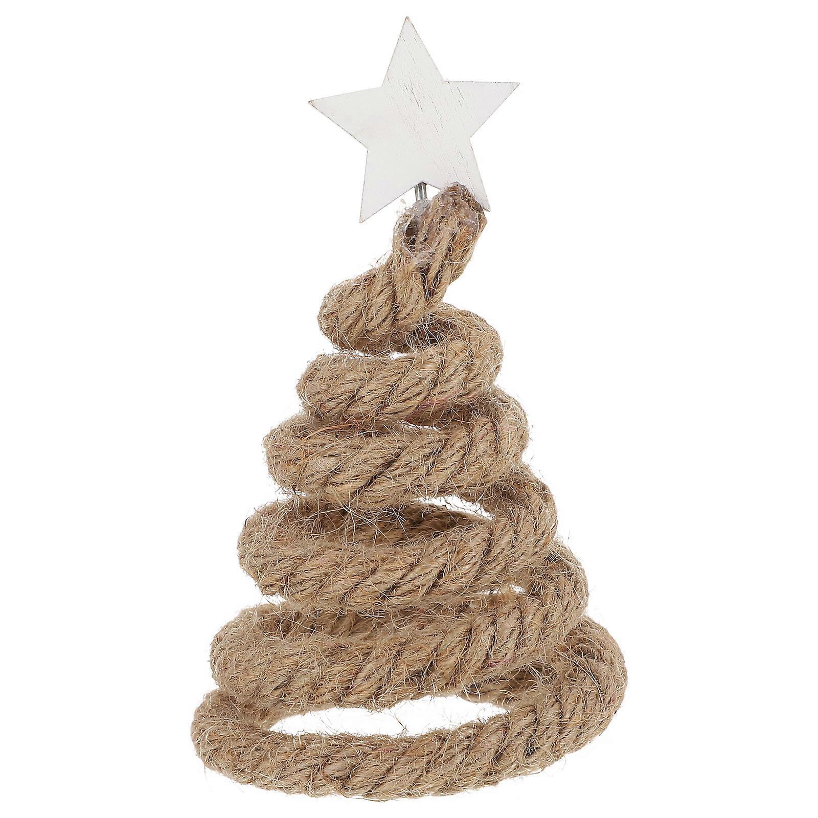 Star Tree Decorations Rotating Xmas Tree Home Desktop Adornment Khaki 8x8x15cm Decoration 1Pc