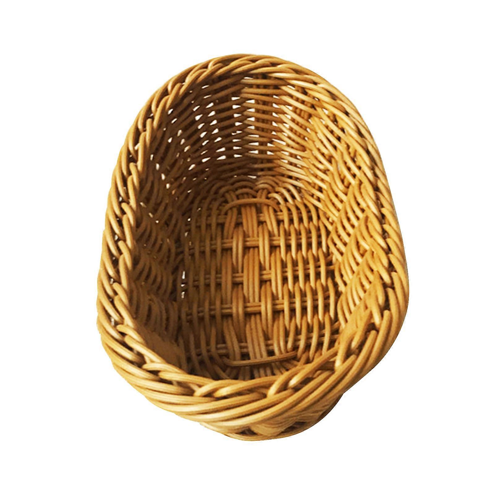 Oval Curved Rattan Wicker Woven Serving Baskets for Bread Fruit Vegetables Restaurant Serving Tabletop Display Baskets