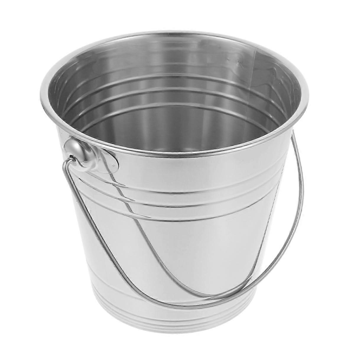 Portable Ice Bucket with Stable Handle for Parties, Bars, and for Drinks and Ice Cubes, Silver