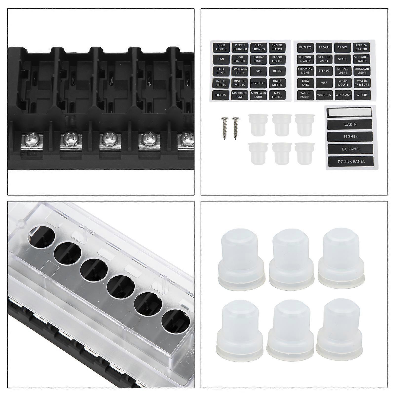 6 Way Fuse Block Box Circuit Breaker with Waterproof Cap for Vehicles Ships Circuit Protection