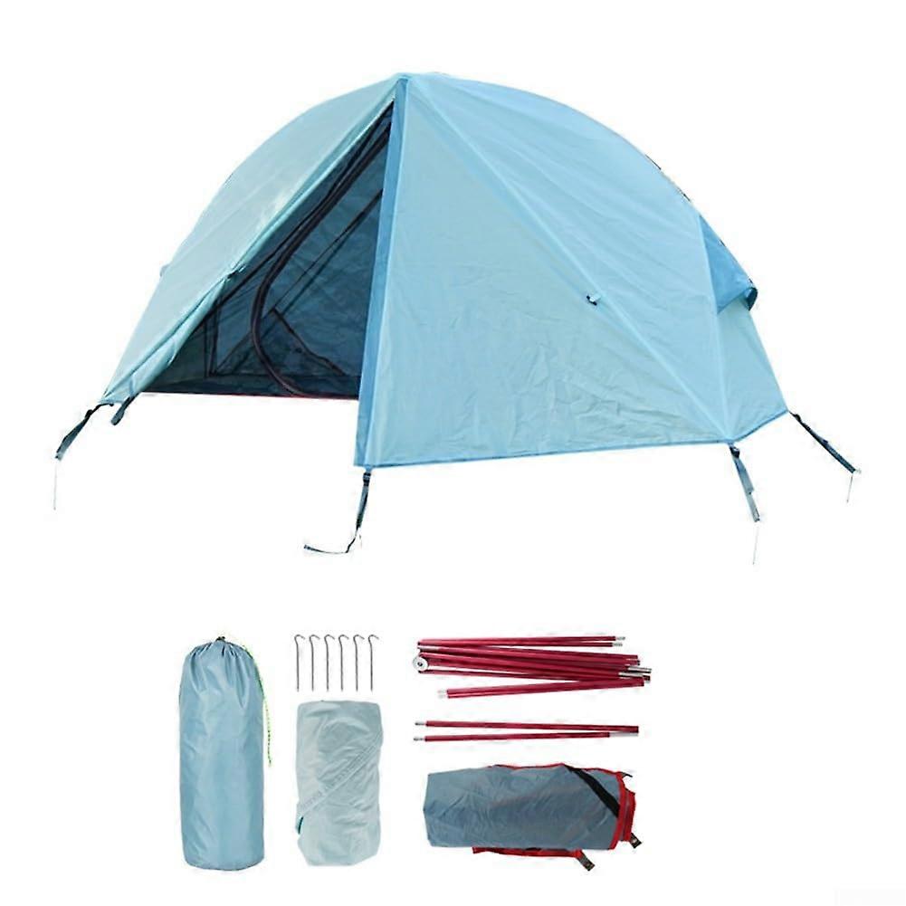 Foldable Camping Tent with Rain Fly, Portable Raised Tent for Hiking, Blue