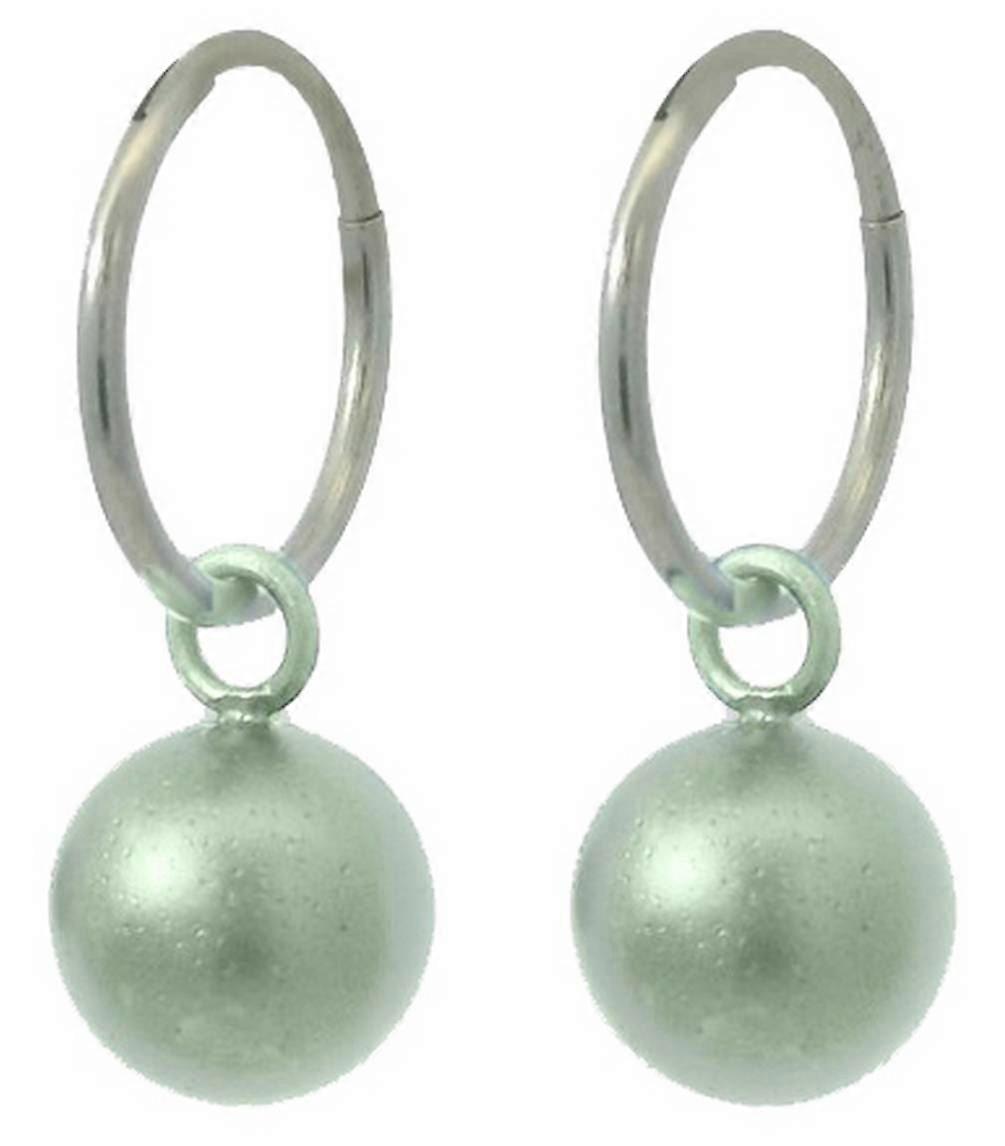 Ti2 Titanium Bead Charm Hoop Earrings - Light Green