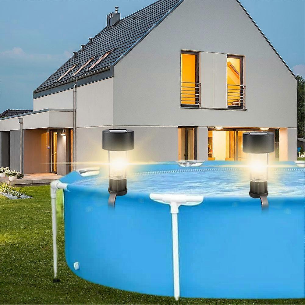 1 pack warm light (A)$Solar LED pool light, suitable for ground pool fence decoration, LED waterproof pool accessories night light