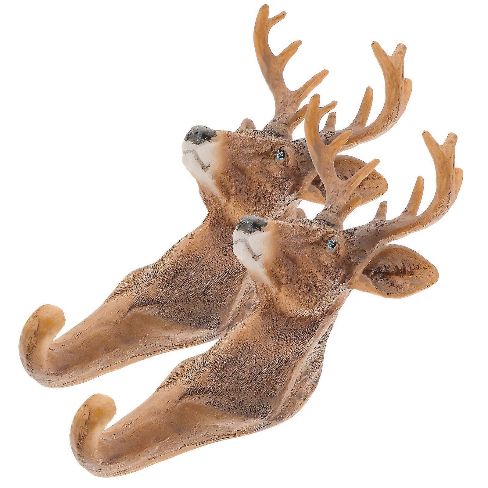 2pc Wall Hangers Animal Storage Hooks Deer Hooks Key Hanging Hooks