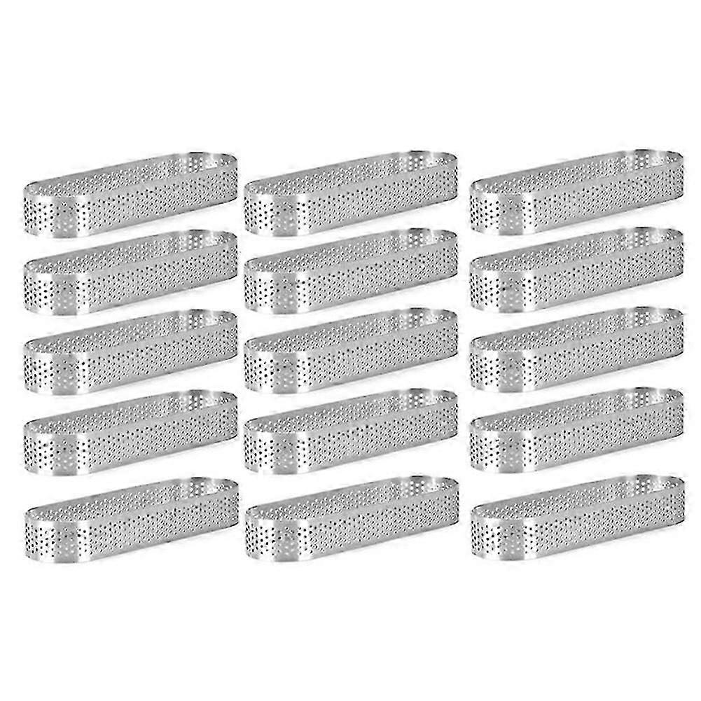 15 قطعة قوالب تارتليت بيضاوية مثقبة قوالب تارت الفولاذ المقاوم للصدأ