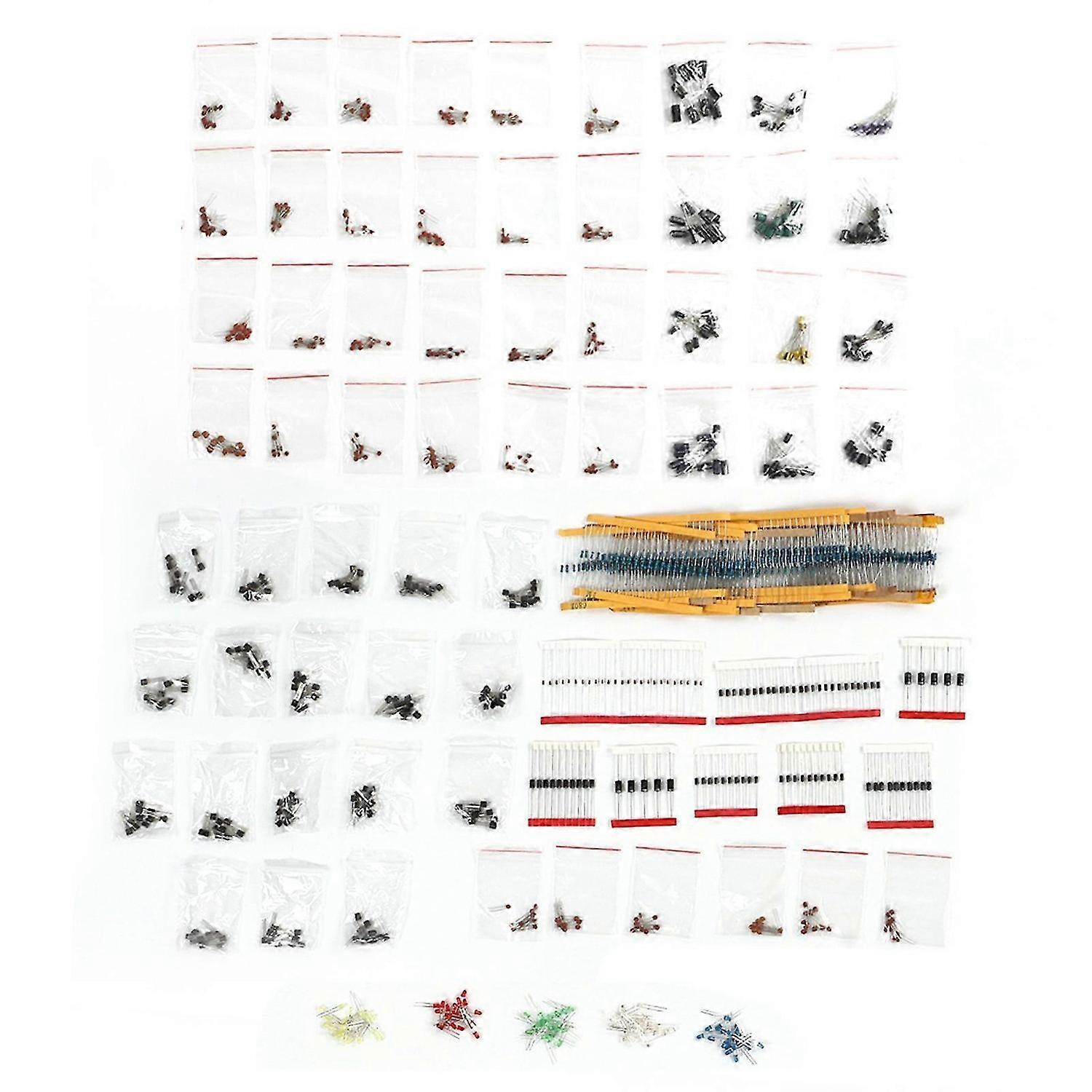 Electronic Components Kit Assortment 6 Values Resistor Electrolytic Capacitor LED Diodes
