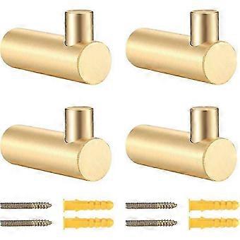 Gouden handdoekhaken - Set van 4 messing wandhaken met schroeven - badkamer handdoekrek - gouden kapstokken - handdoekhaakjes - messing kapstokken