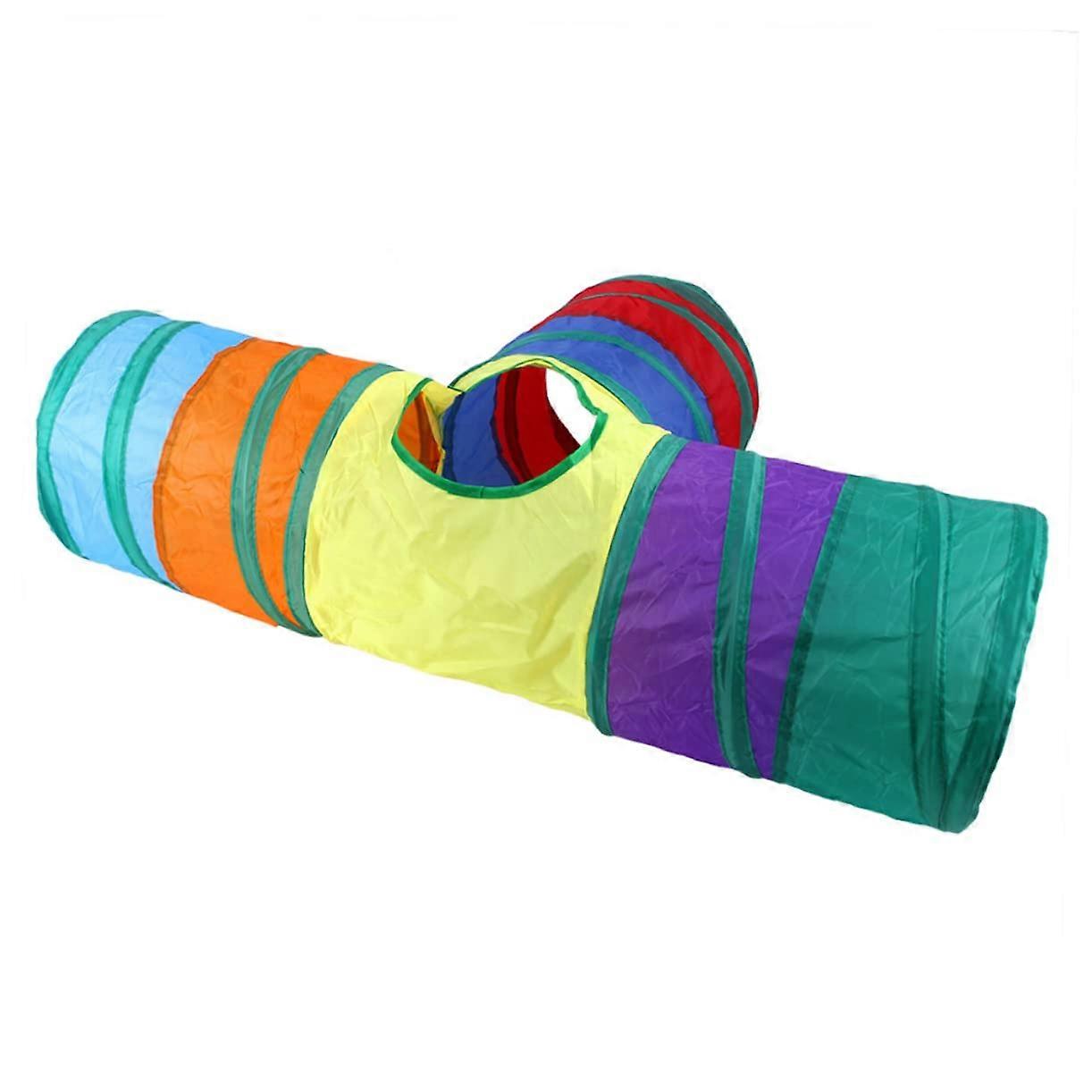 1 Piece Foldable Cat Tunnel with Toy Function Interactive Crinkle Tunnel for Cats SpaceSaving Design Colorful